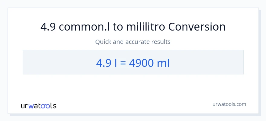 4.9 Liters patungong mga mililitro na conversion