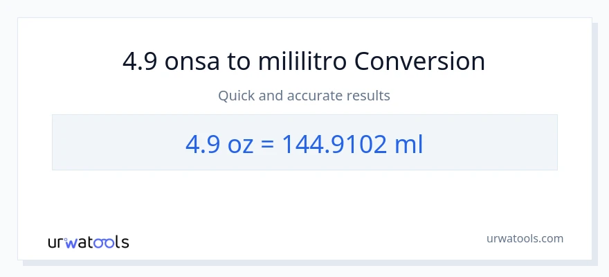 4.9 Mga onsa patungong mga mililitro na conversion