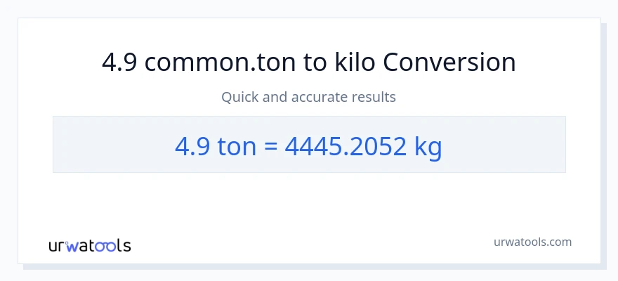 4.9 Tons patungong kilo na conversion