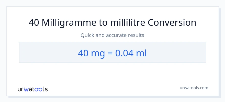 Conversion 40 milligrammes vers millilitres
