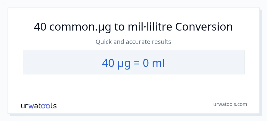 Conversió de 40 micrograms a mil·lilitres