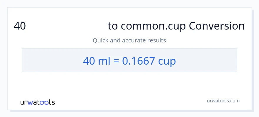 40 മില്ലിലിറ്റർ ൽ നിന്ന് കപ്പുകൾ ലേക്ക് പരിവർത്തനം