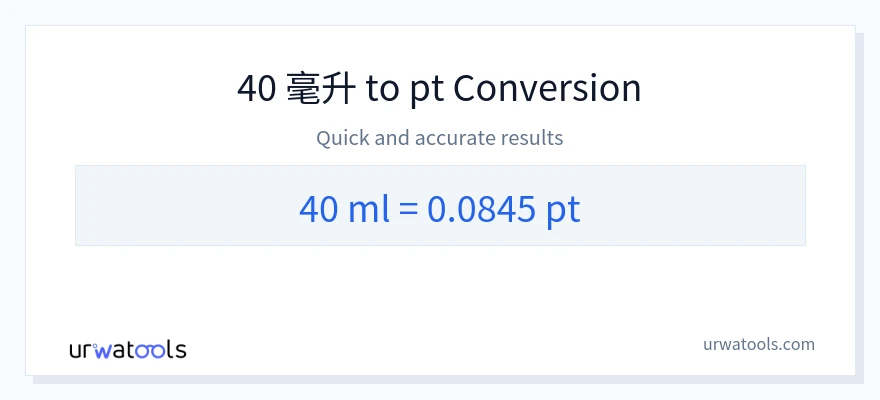 40 毫升 到 Pints 轉換