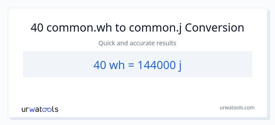 40 Watt Hours patungong mga joule na conversion
