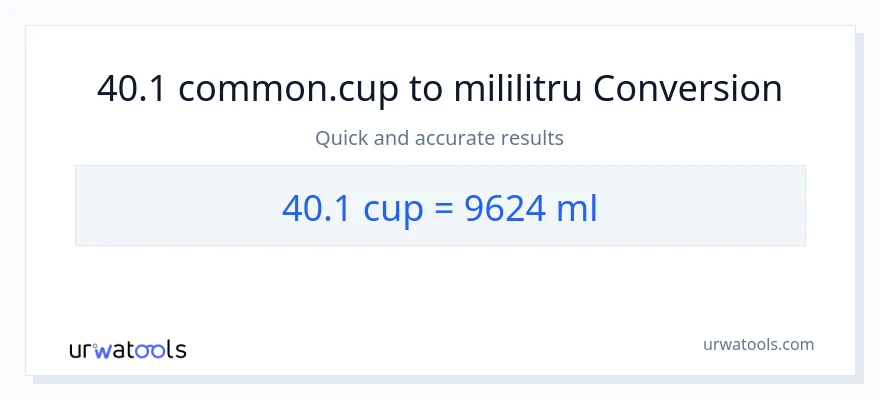 Conversie 40.1 cupe la mililitri