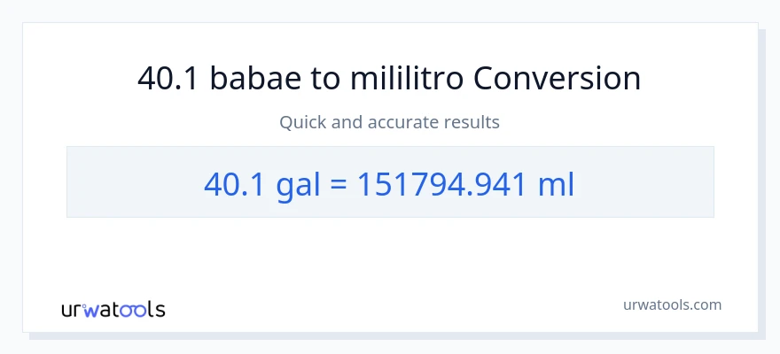 40.1 Mga galon patungong mga mililitro na conversion