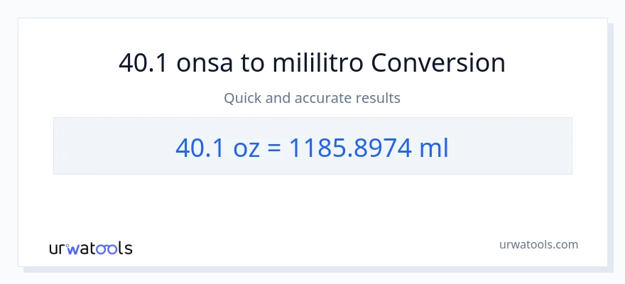 40.1 Mga onsa patungong mga mililitro na conversion