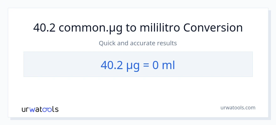 40.2 mga mikrogramo patungong mga mililitro na conversion