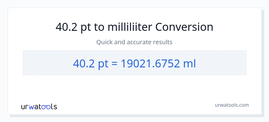 40.2 Pints konversioon milliliitrid-ks