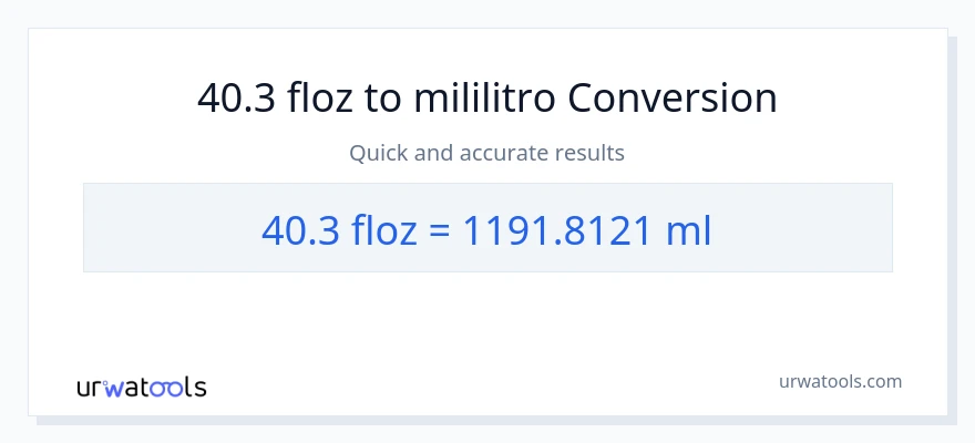 40.3 mga onsa ng likido patungong mga mililitro na conversion