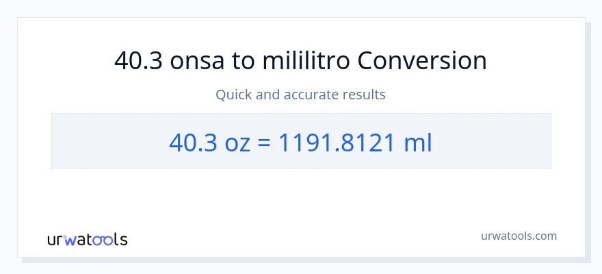 40.3 Mga onsa patungong mga mililitro na conversion