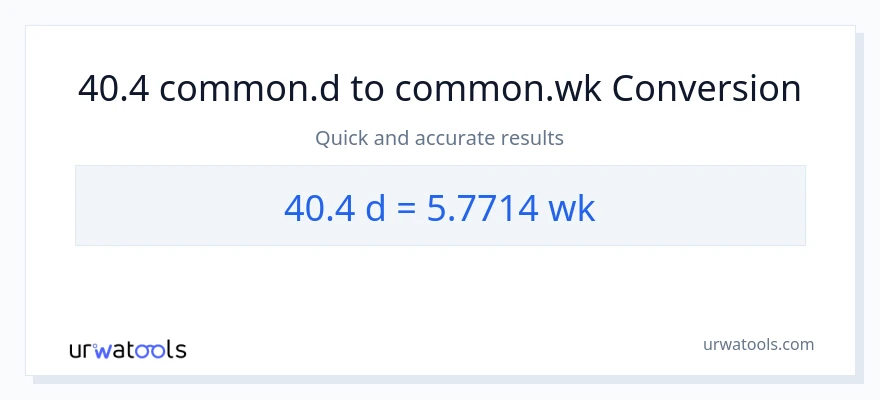 40.4 Mga Araw patungong Mga Linggo na conversion