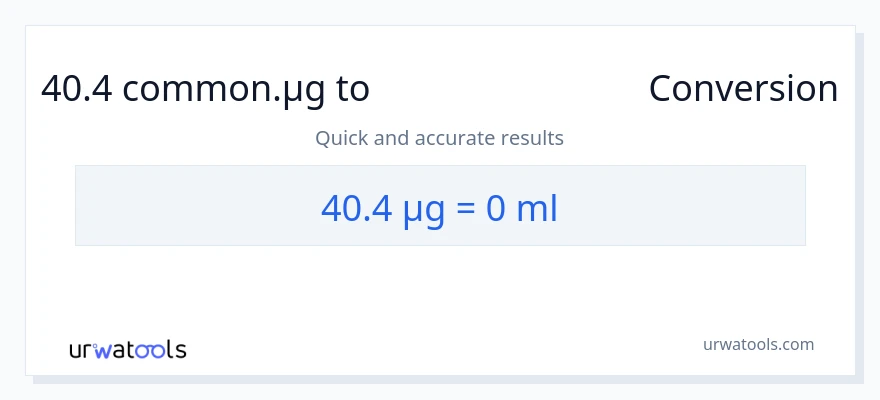 40.4 മൈക്രോഗ്രാം ൽ നിന്ന് മില്ലിലിറ്റർ ലേക്ക് പരിവർത്തനം
