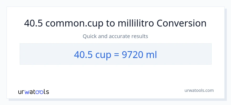 Conversione da 40.5 tazze a millilitri