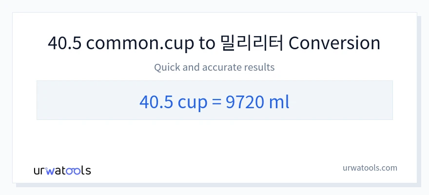 40.5 컵에서 밀리리터으로의 변환
