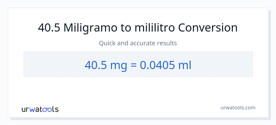 40.5 miligramo patungong mga mililitro na conversion