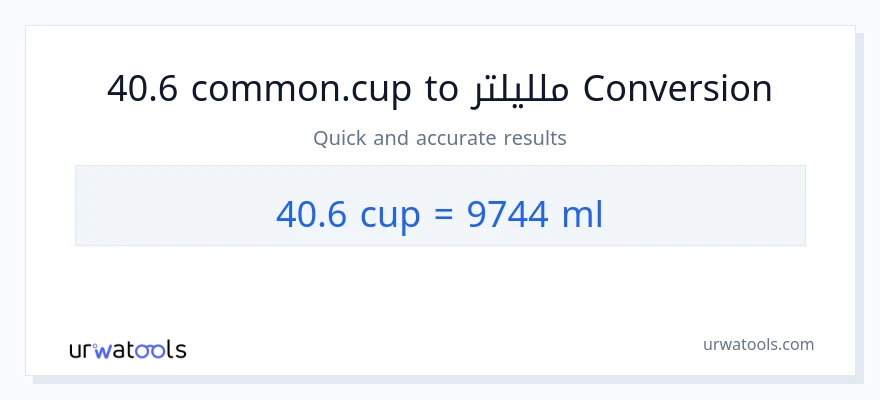 التحويل من 40.6 أكواب إلى ملليلتر