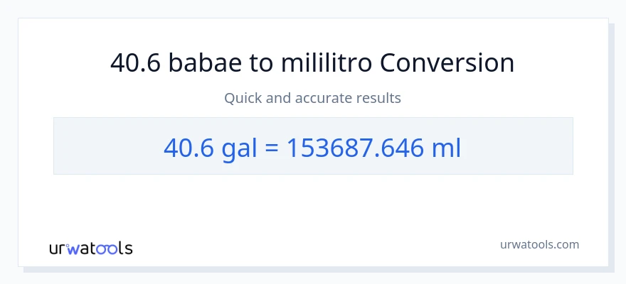 40.6 Mga galon patungong mga mililitro na conversion