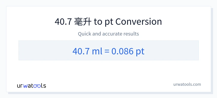 40.7 毫升 到 Pints 轉換