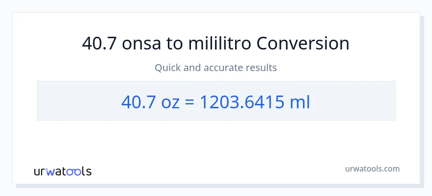 40.7 Mga onsa patungong mga mililitro na conversion