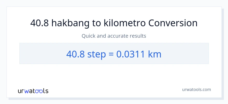 40.8 mga hakbang patungong Kilometro na conversion