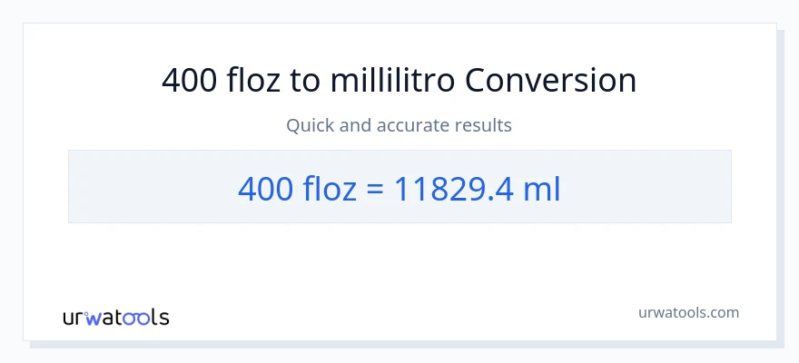 Conversione da 400 once fluide a millilitri