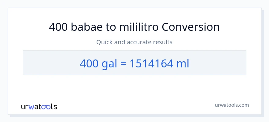 400 Mga galon patungong mga mililitro na conversion
