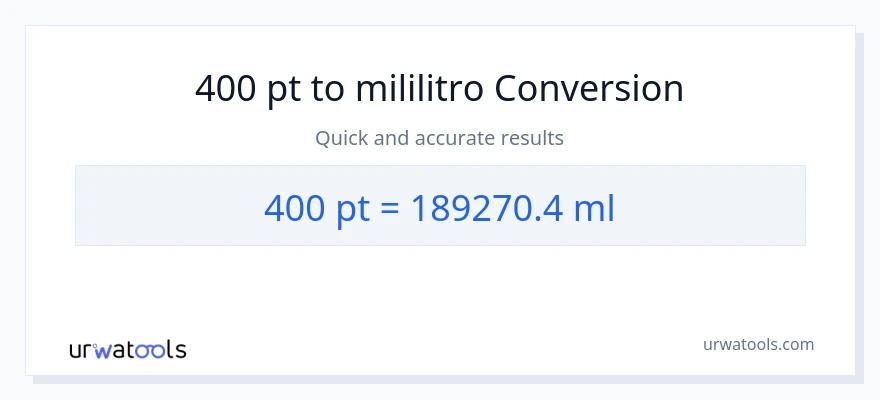 Conversão de 400 Pints para mililitros