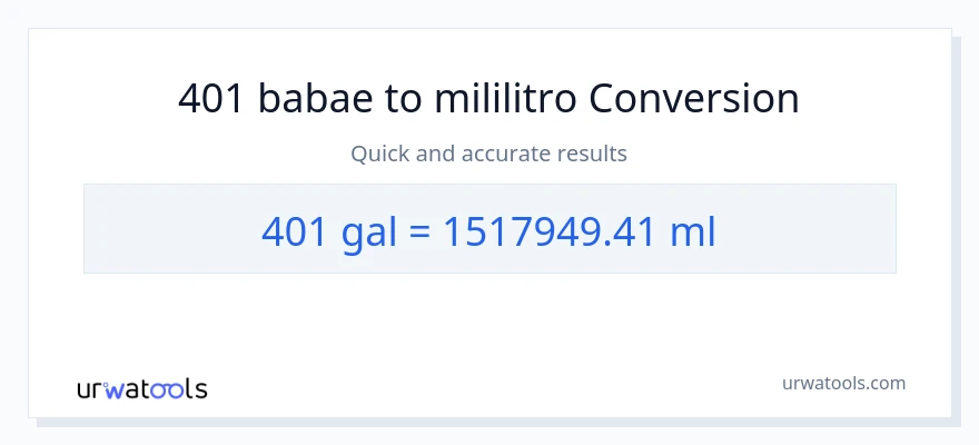 401 Mga galon patungong mga mililitro na conversion