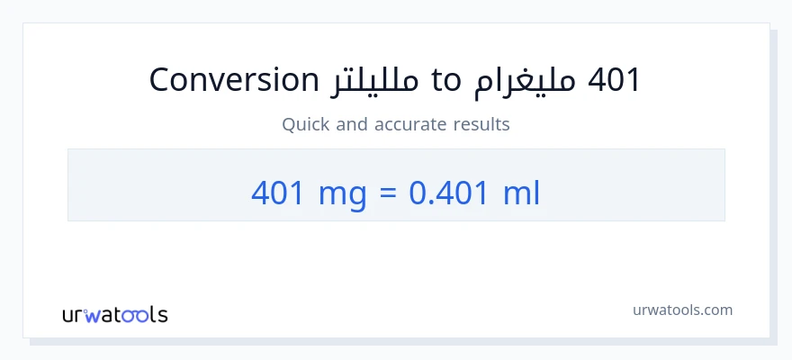 التحويل من 401 ملليغرام إلى ملليلتر