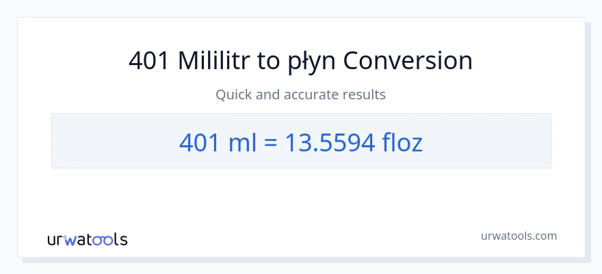 Konwersja 401 mililitry do uncje płynu