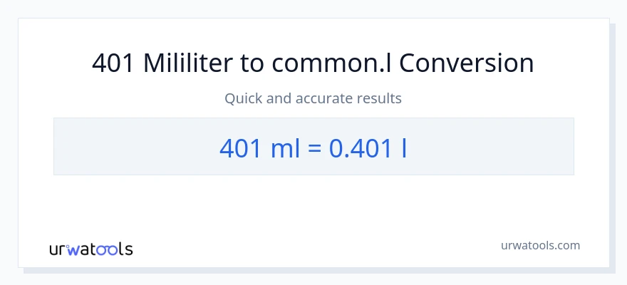 Penukaran 401 mililiter kepada Liters