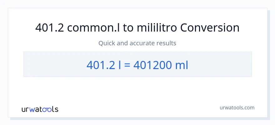401.2 Liters patungong mga mililitro na conversion