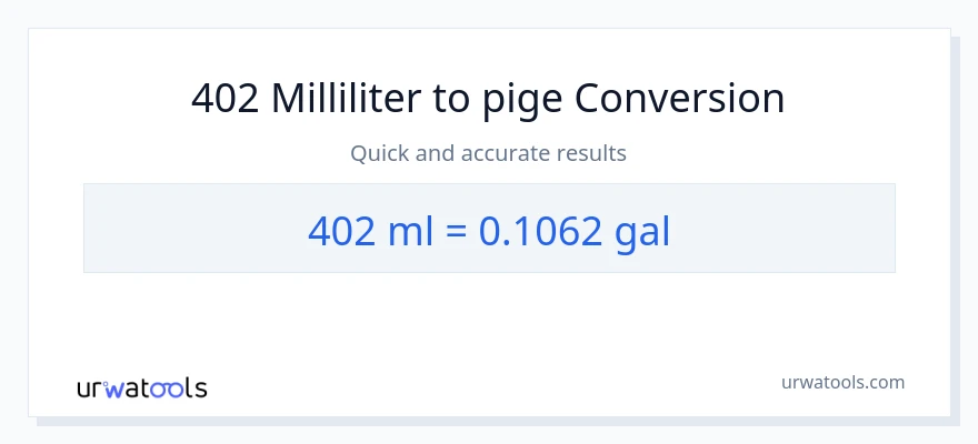 402 milliliter til Galloner konvertering