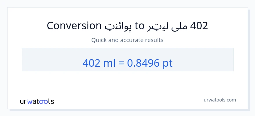 402 ملی لیټرونه ته Pints بدلون