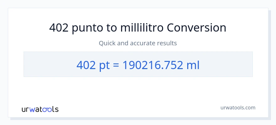 Conversione da 402 Pints a millilitri
