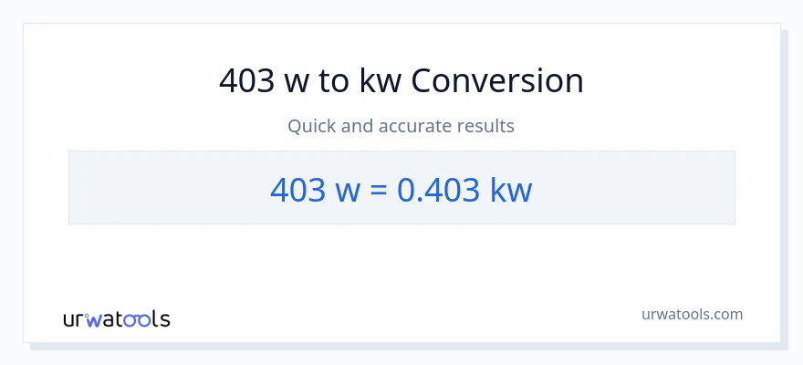 403 watts patungong kilowatts na conversion
