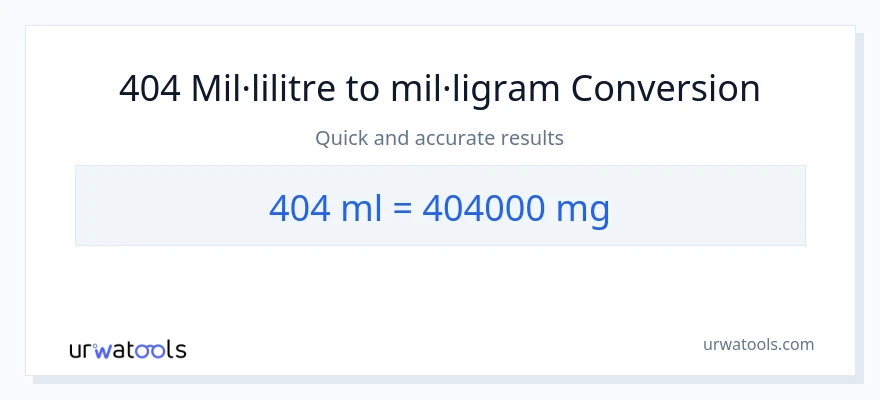Conversió de 404 mil·lilitres a mil·ligrams