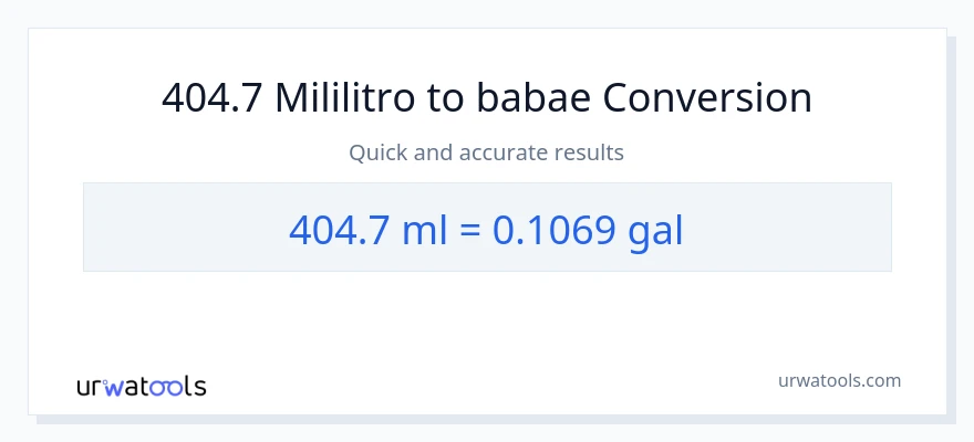 404.7 mga mililitro patungong Mga galon na conversion