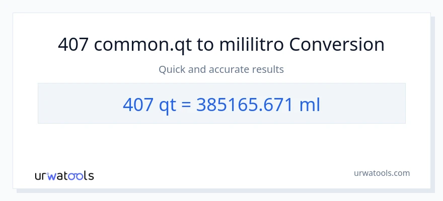 407 Quarts patungong mga mililitro na conversion