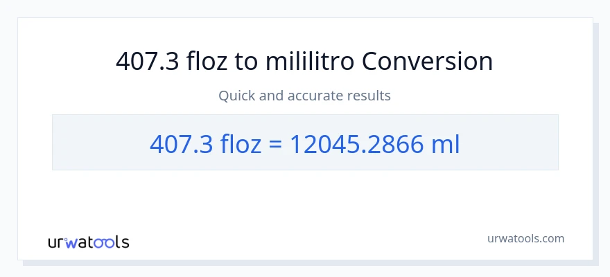 407.3 mga onsa ng likido patungong mga mililitro na conversion
