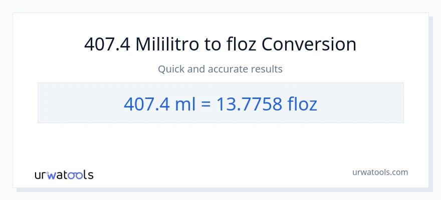 407.4 mga mililitro patungong mga onsa ng likido na conversion