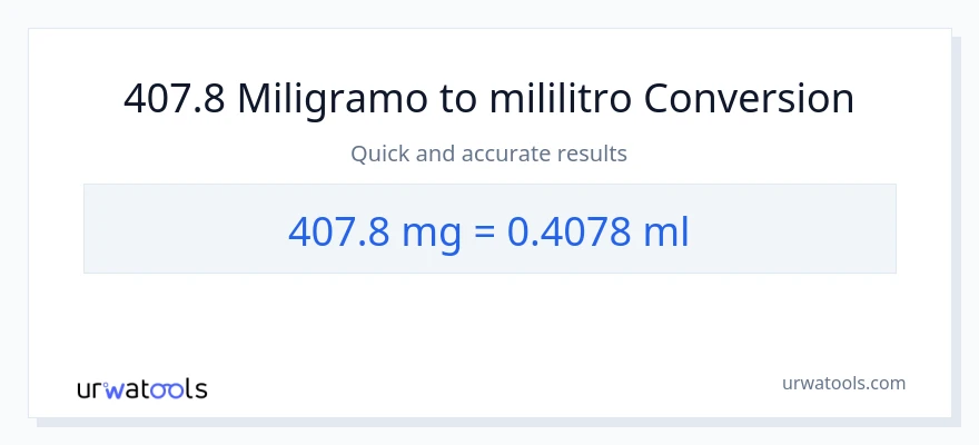407.8 miligramo patungong mga mililitro na conversion