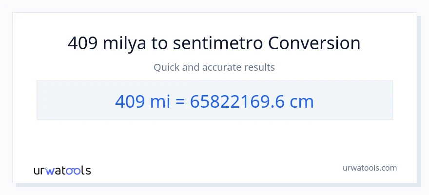 409 milya patungong Mga Sentimetro na conversion