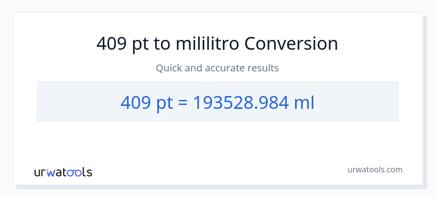 409 Pints patungong mga mililitro na conversion