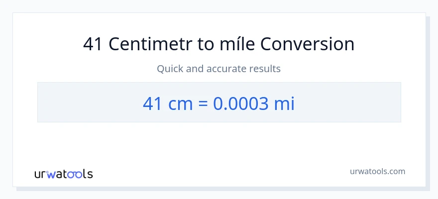 Konverze z Centimetry na míle: 41