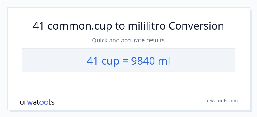 41 mga tasa patungong mga mililitro na conversion