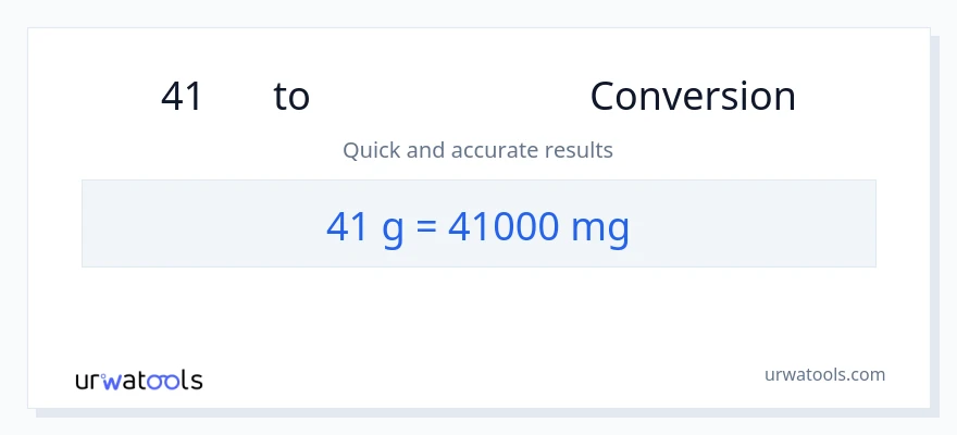 41 ഗ്രാം ൽ നിന്ന് മില്ലിഗ്രാം ലേക്ക് പരിവർത്തനം