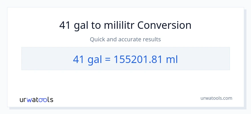 Konwersja 41 Galony do mililitry