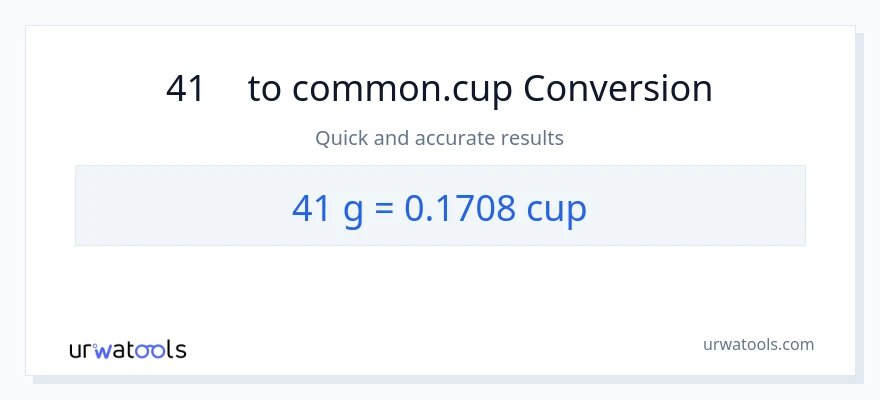 การแปลง 41 กรัม เป็น ถ้วย